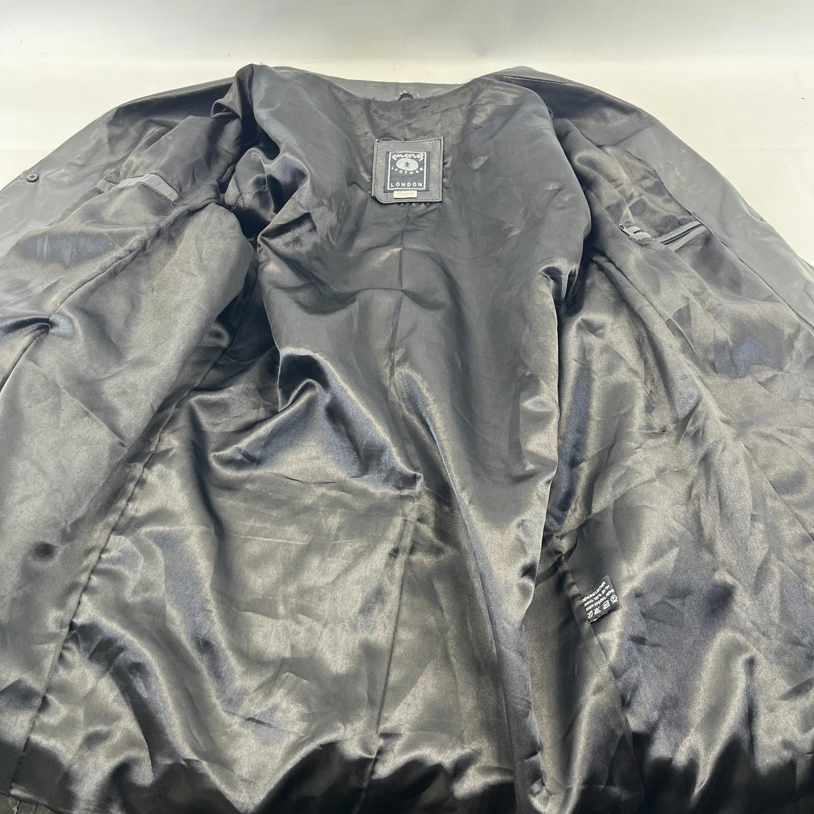 Calculus London Men's Soft Leather Jacket in Black size 2XL