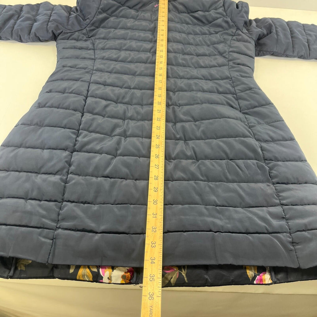 Joules Long Quilted Puffer Jacket Coat Navy Blue Women's UK size 14