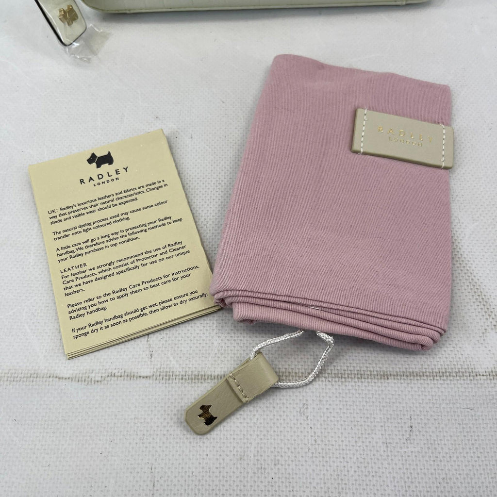 Genuine Radley Hanson Mews Handbag in White Faux Croc Small Flapover Crossbody