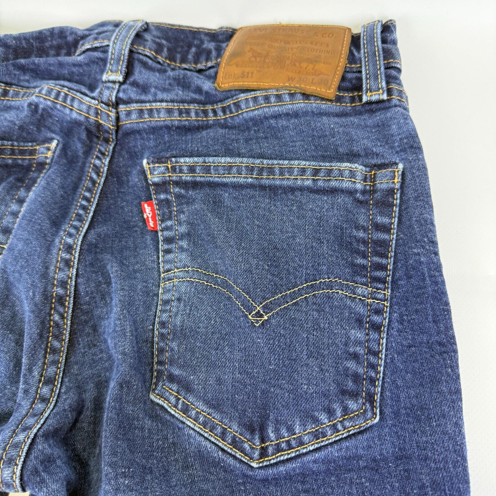 LEVI'S 511 BIG E Mens Jeans Waterless Blue Slim Stretch Straight W30" L30"