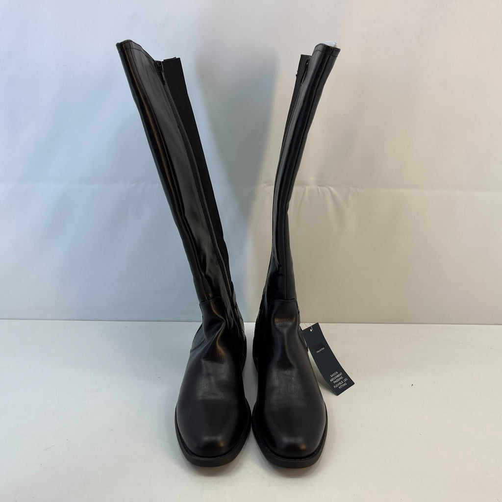 M&S Ladies Faux Leather Almond Toe Zip Calf Boots Dark Brown UK 6.5 EU 40 - New