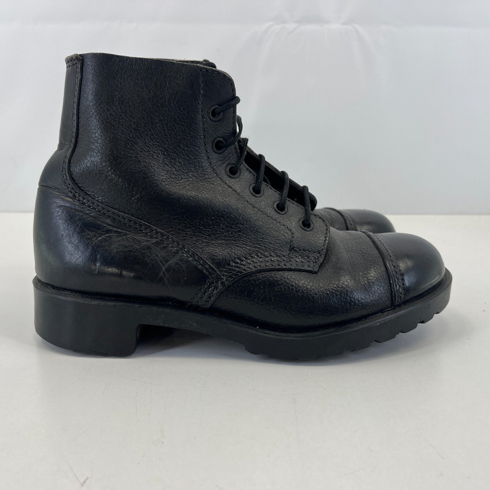 Vintage British Military Black Parade Boots with Capped Toe size 6 M