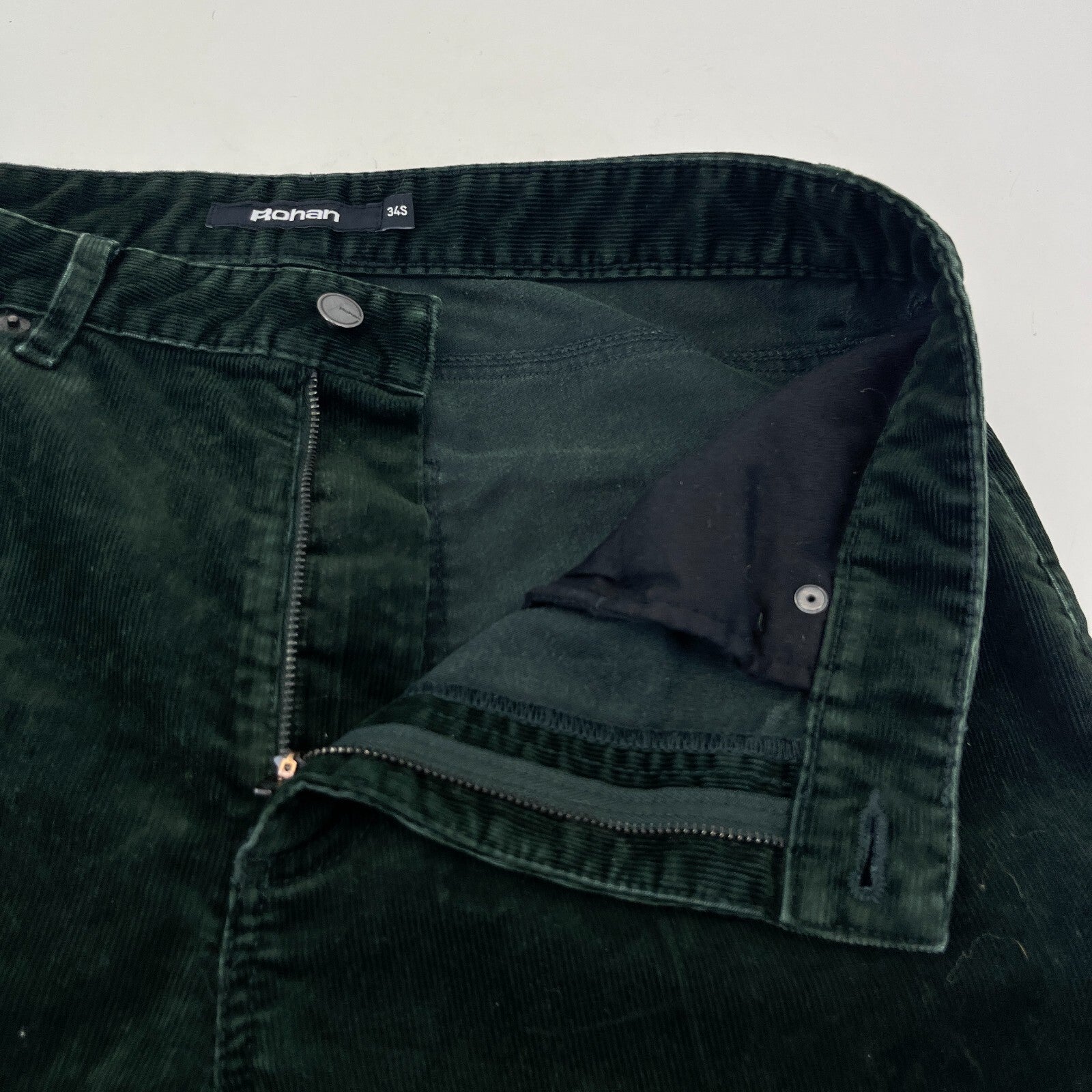 Rohan Men's Dark Green Cord Trousers size 34S Leg 29" Straight Leg