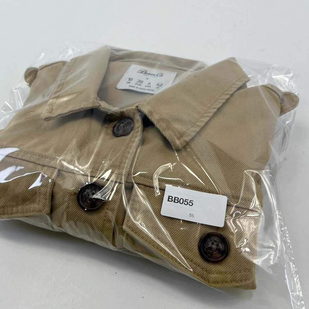 Denim Co Women’s Cropped Khaki Brown Denim Jacket UK size 10 Long Sleeve