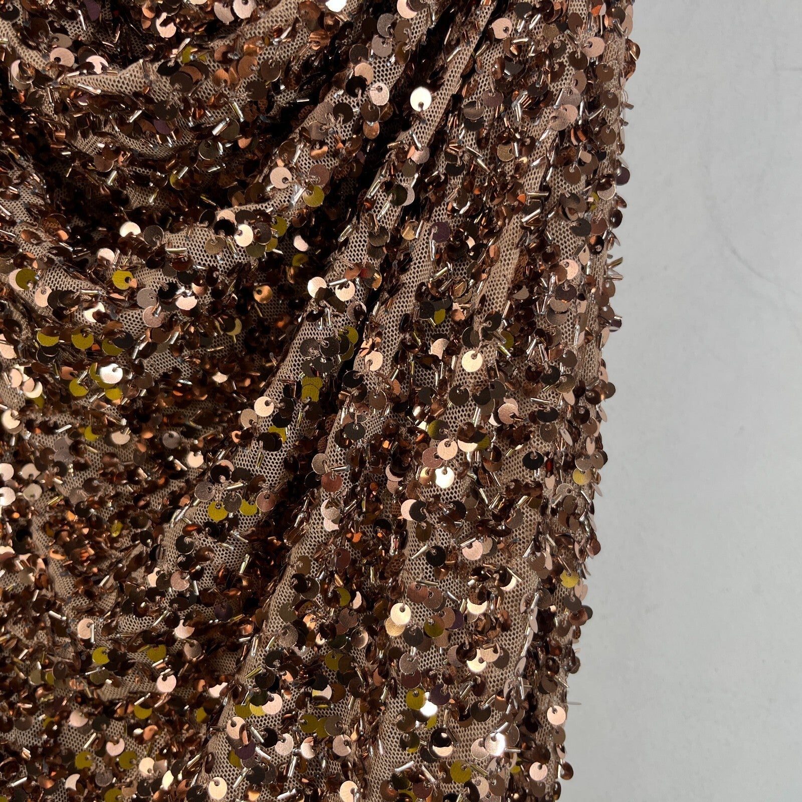 Zara Gold Sparkly Sequin Wrap Round Pencil Dress Halter Neck size Large - New
