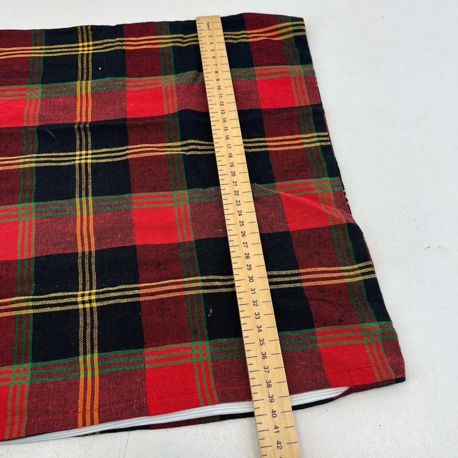 2x RSW 100% Cotton Cushion Pillow Covers Red/Black/Yellow Tartan 38cm x 38cm