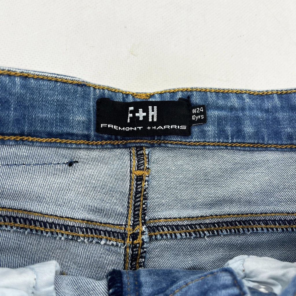 Fremont & Harris Kids Distressed Ripped Skinny Jeans in Blue size W24 10yrs