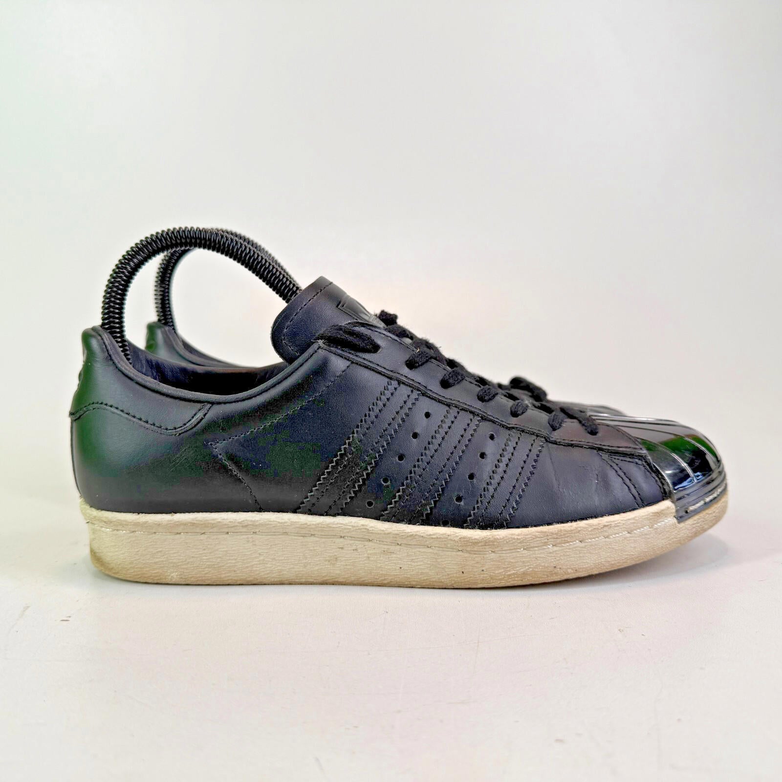 Adidas Superstar Dark Chrome Shell Toes Black Leather White Sole UK size 5