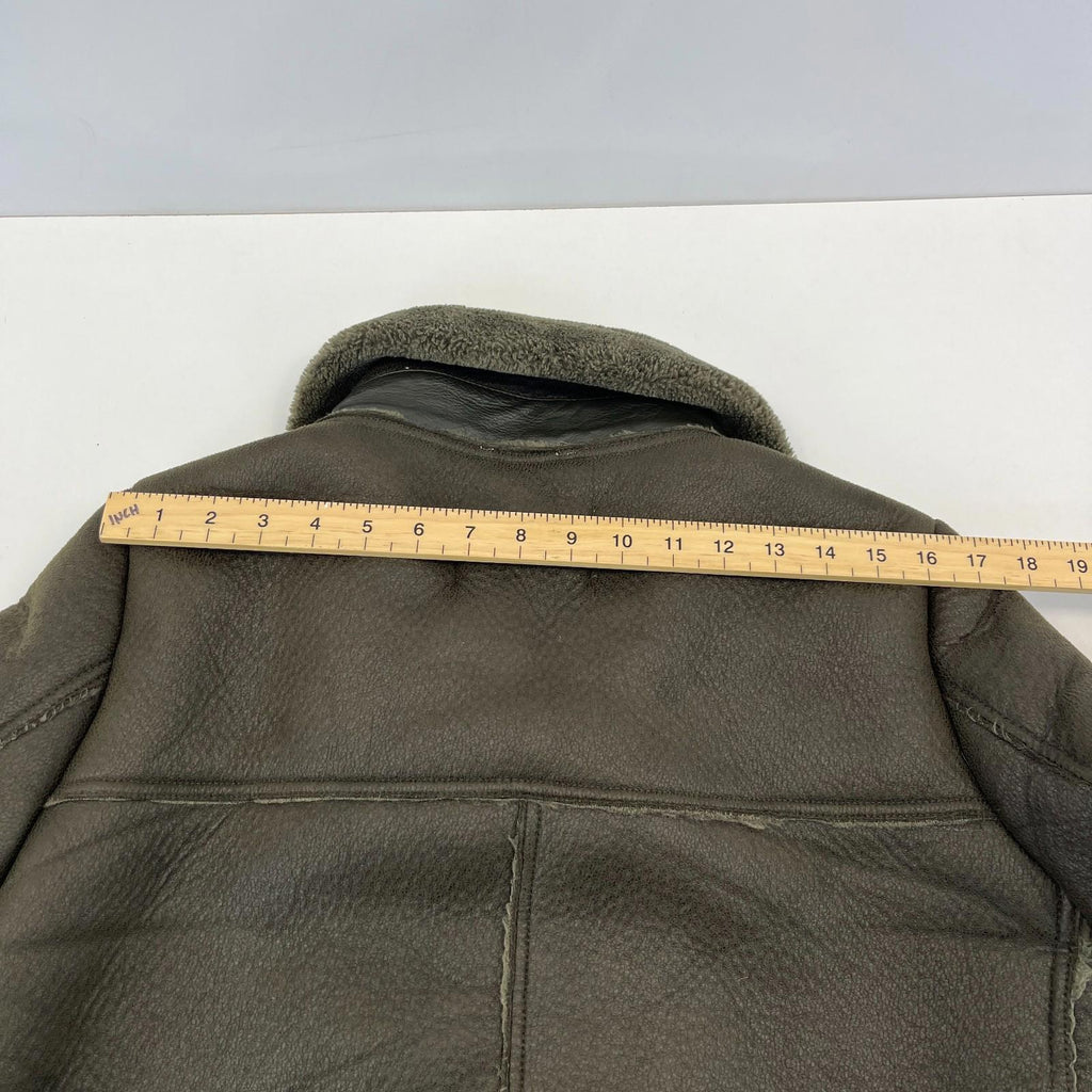 Zara Brown Faux Shearling Fur Lined Jacket Aviator Brown with Belt size Medium