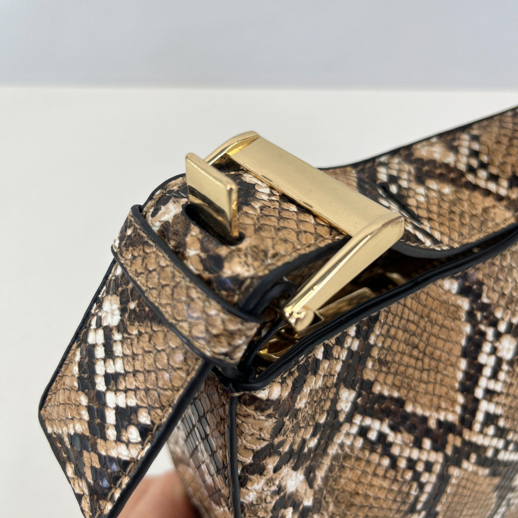 Topshop Faux Snakeskin Shoulder Bag with Adjustable Strap