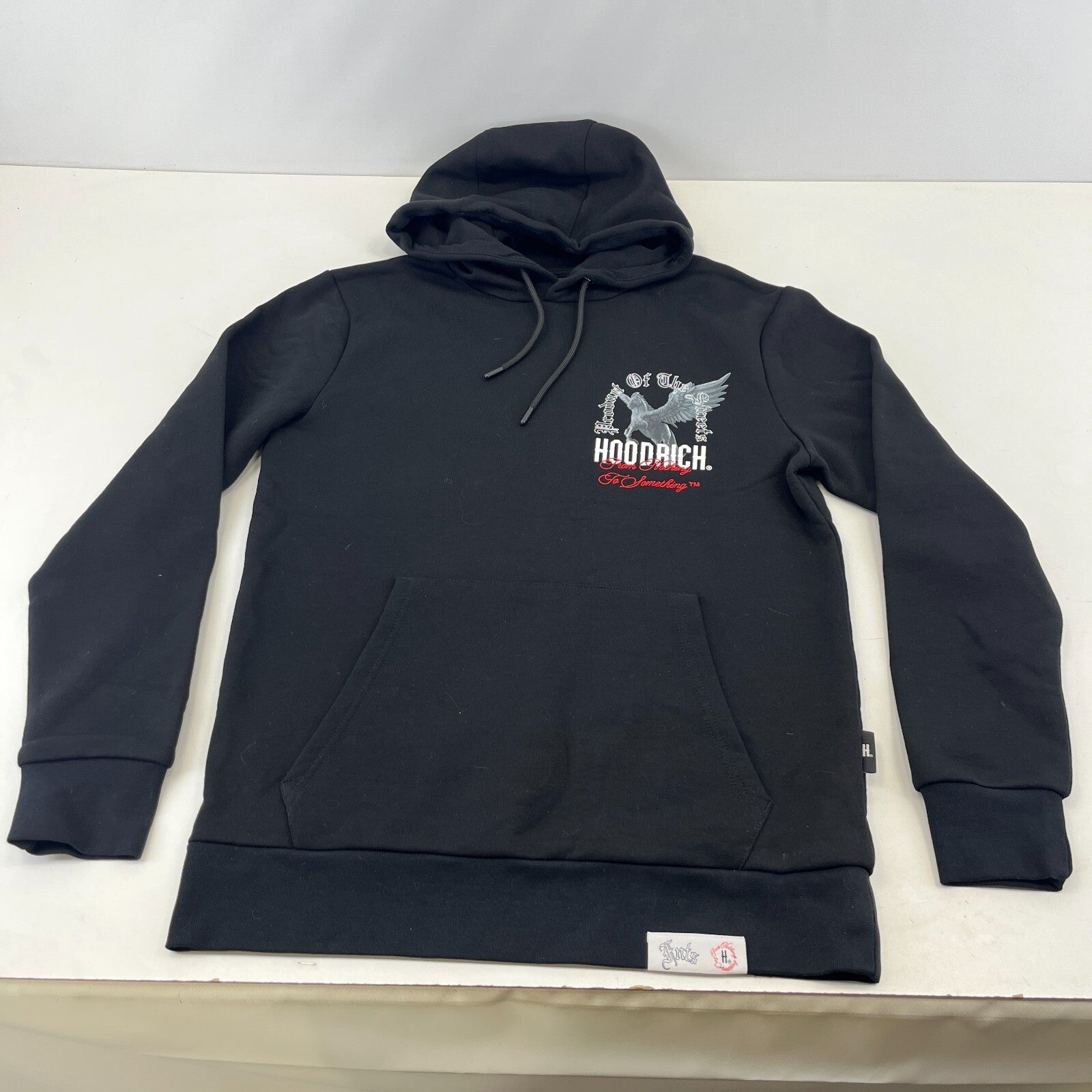 Hoodrich Men’s Black Embroidered Logo Pullover Hooded Hoodie size S - NWOT