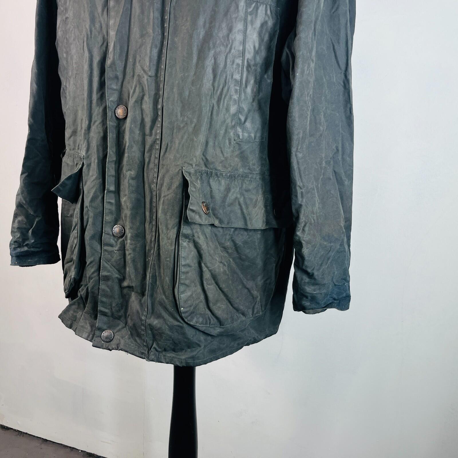 Mc Orvis Wax Jacket Mens size Small Oversized Black Waxed Riding Coat England