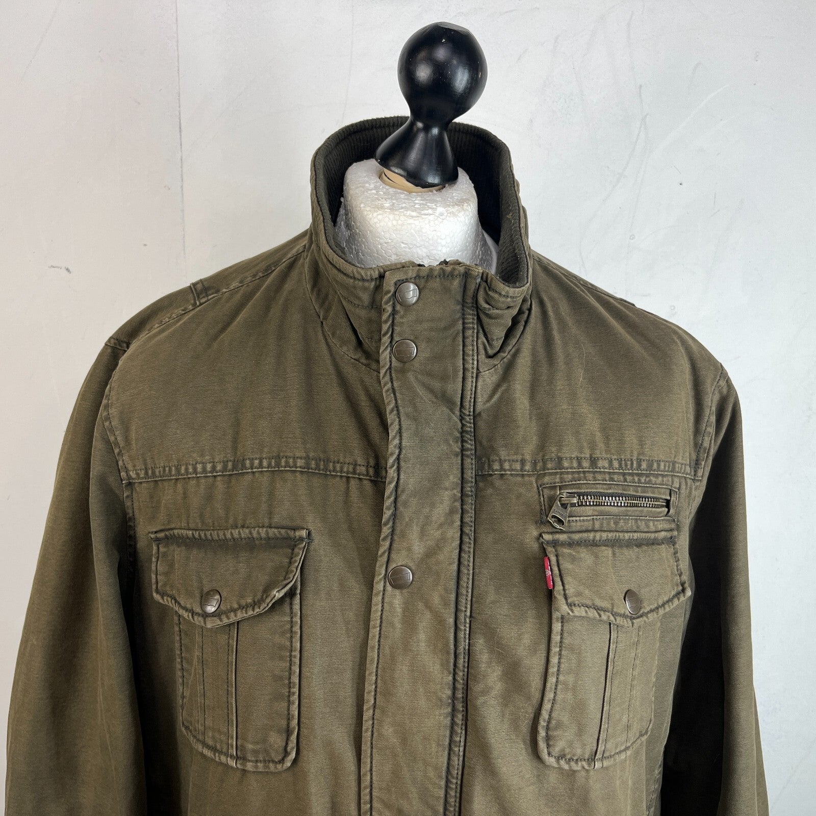 Levi's Vintage Quilted Cotton Khaki Bomber Trucker Jacket Mens size XL