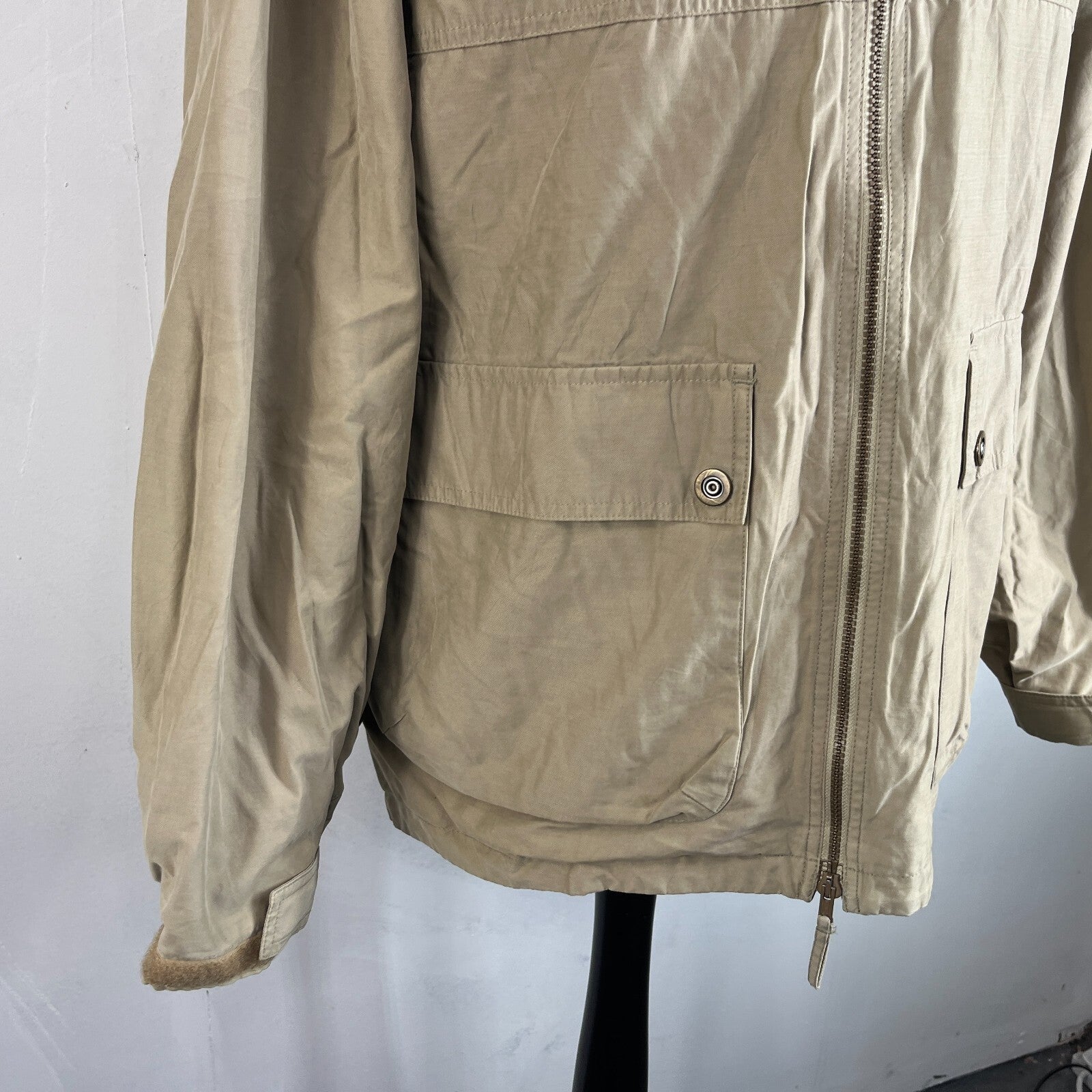 Timberland Men's Weathergear Windbreaker Coat size US M UK L Loose Fit Beige