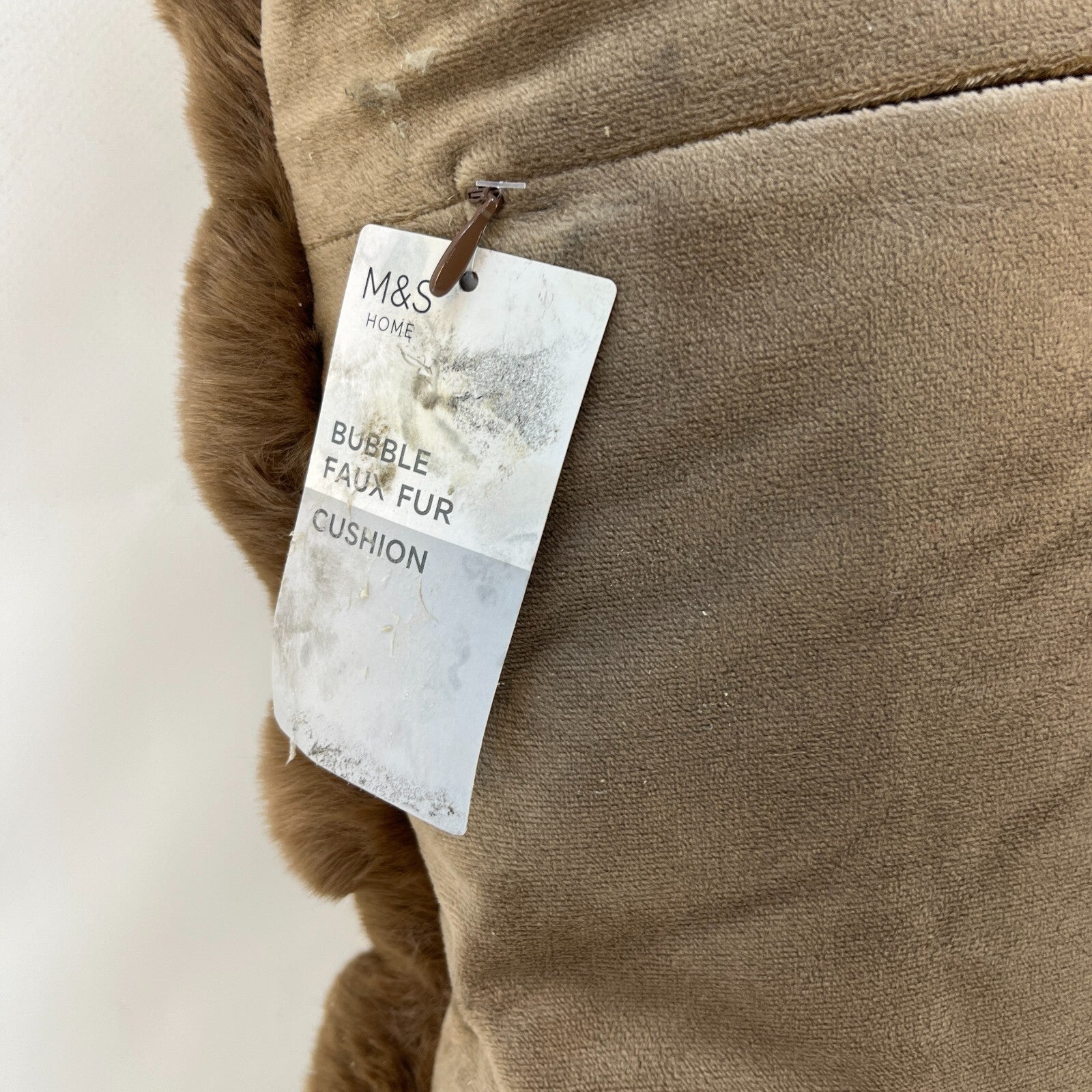 M&S Bubble Faux Fur Cushion in Brown 50cm x 50cm New with Tags