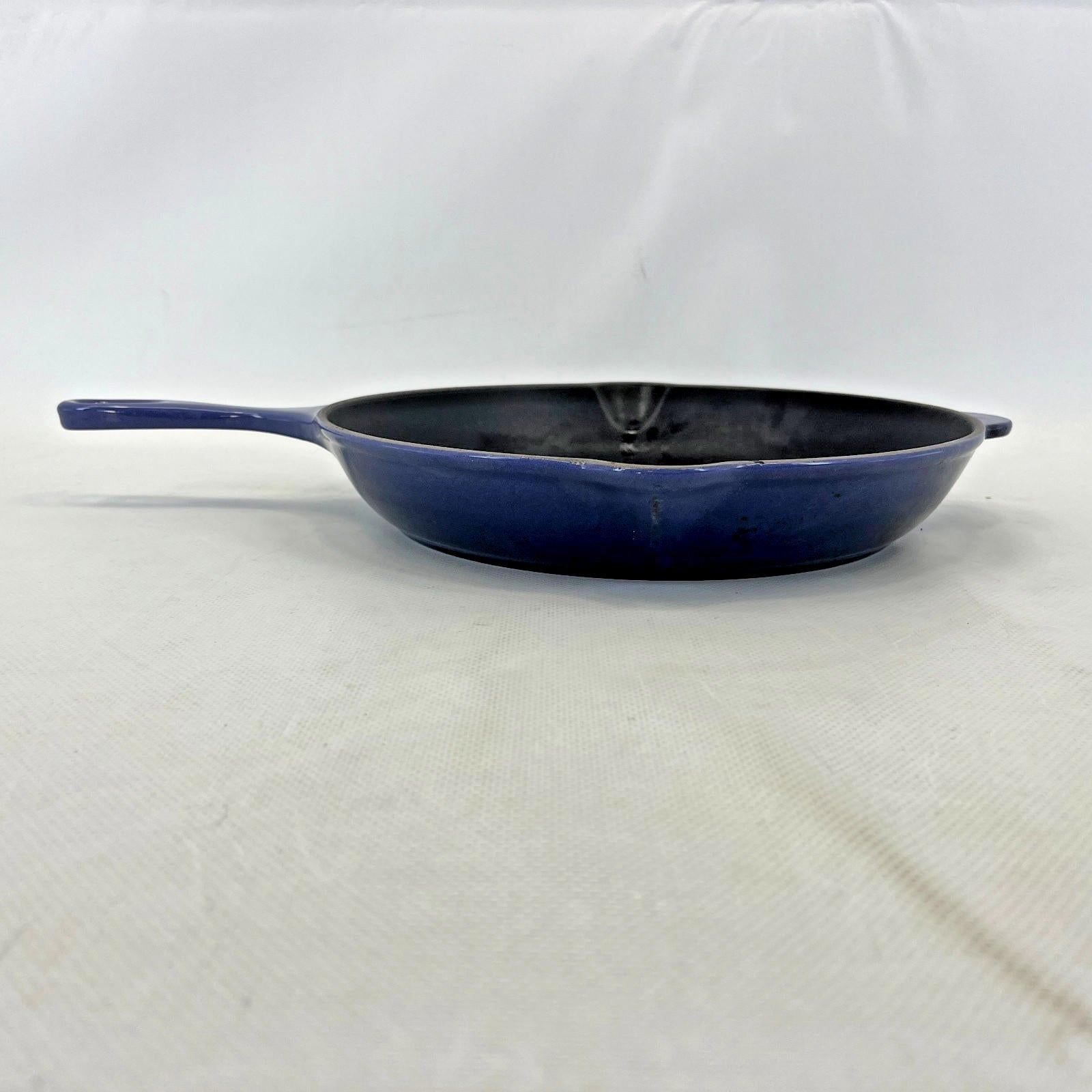 Le Creuset Griddle Skillet Frying Pan in Blue size 26cm Cast Iron Round
