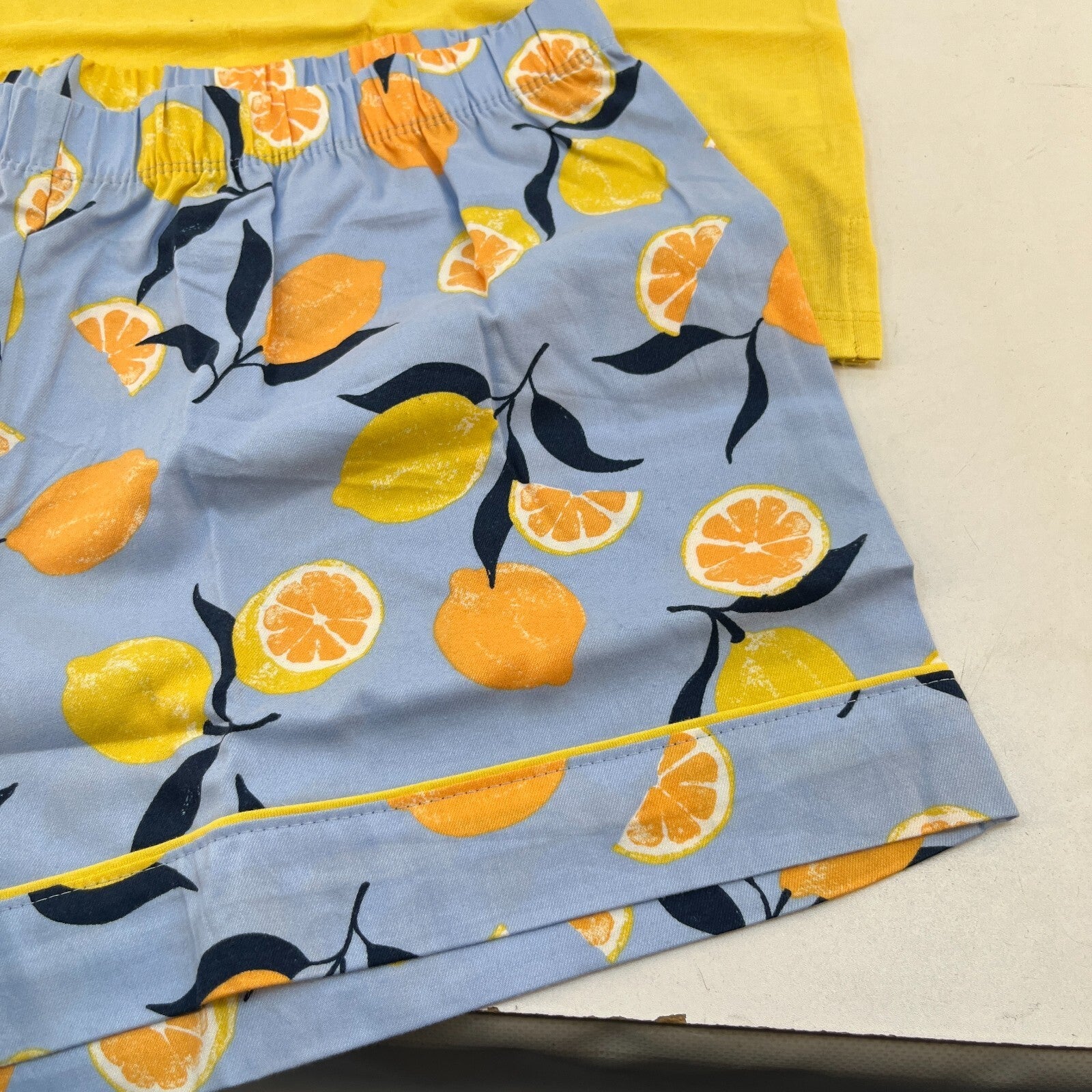 M&S Ladies Pyjama Set size 12 Yellow with Fruit Short Leg Short Sleeve - BNWT