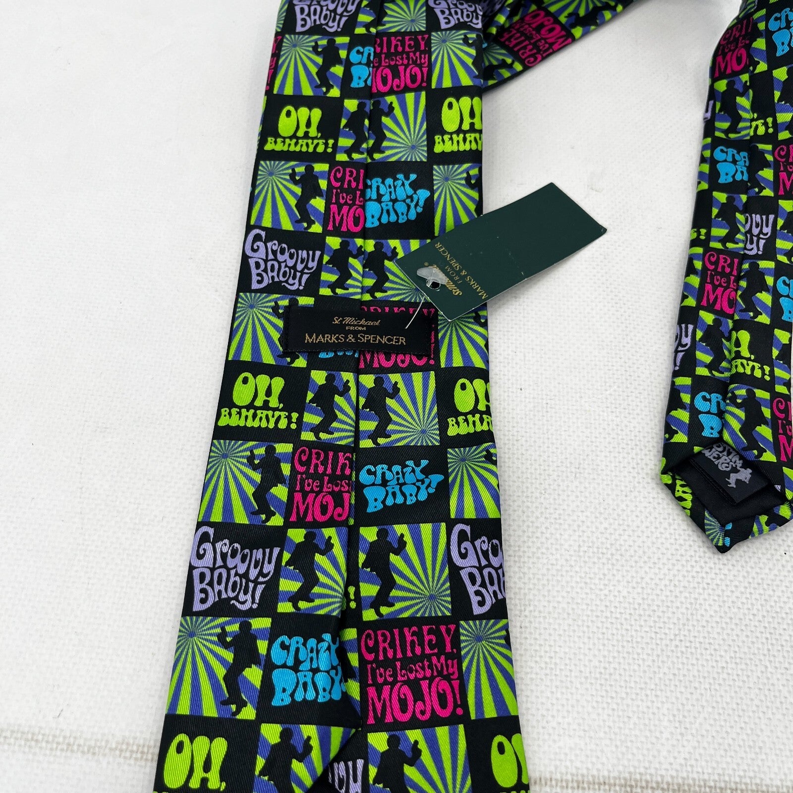 M&S St Michael Austin Powers Tie One Size 100% Polyester Multicoloured