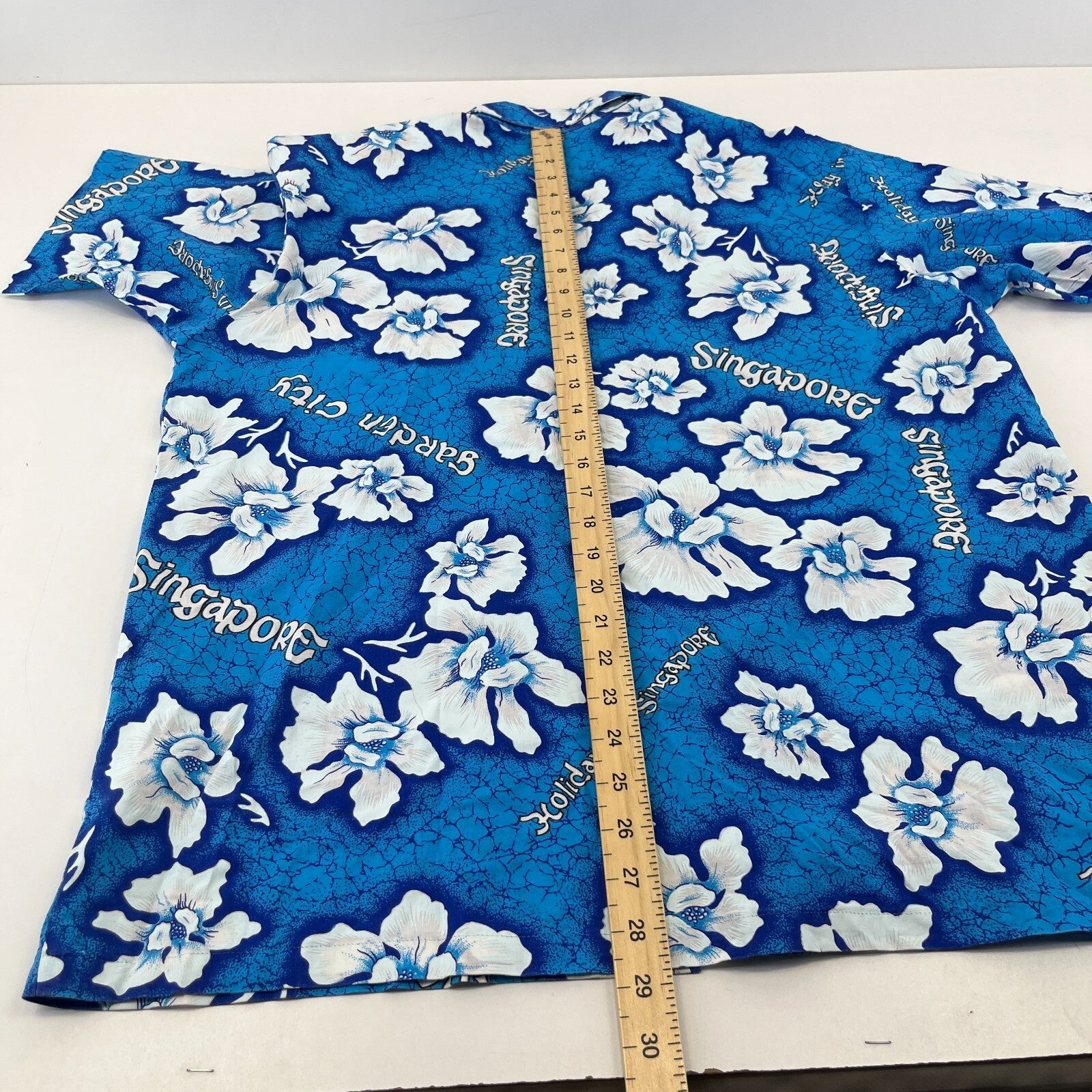 Garden City Singapore Blue Hawaiian Shirt Designer Holiday Short Sleeve size L