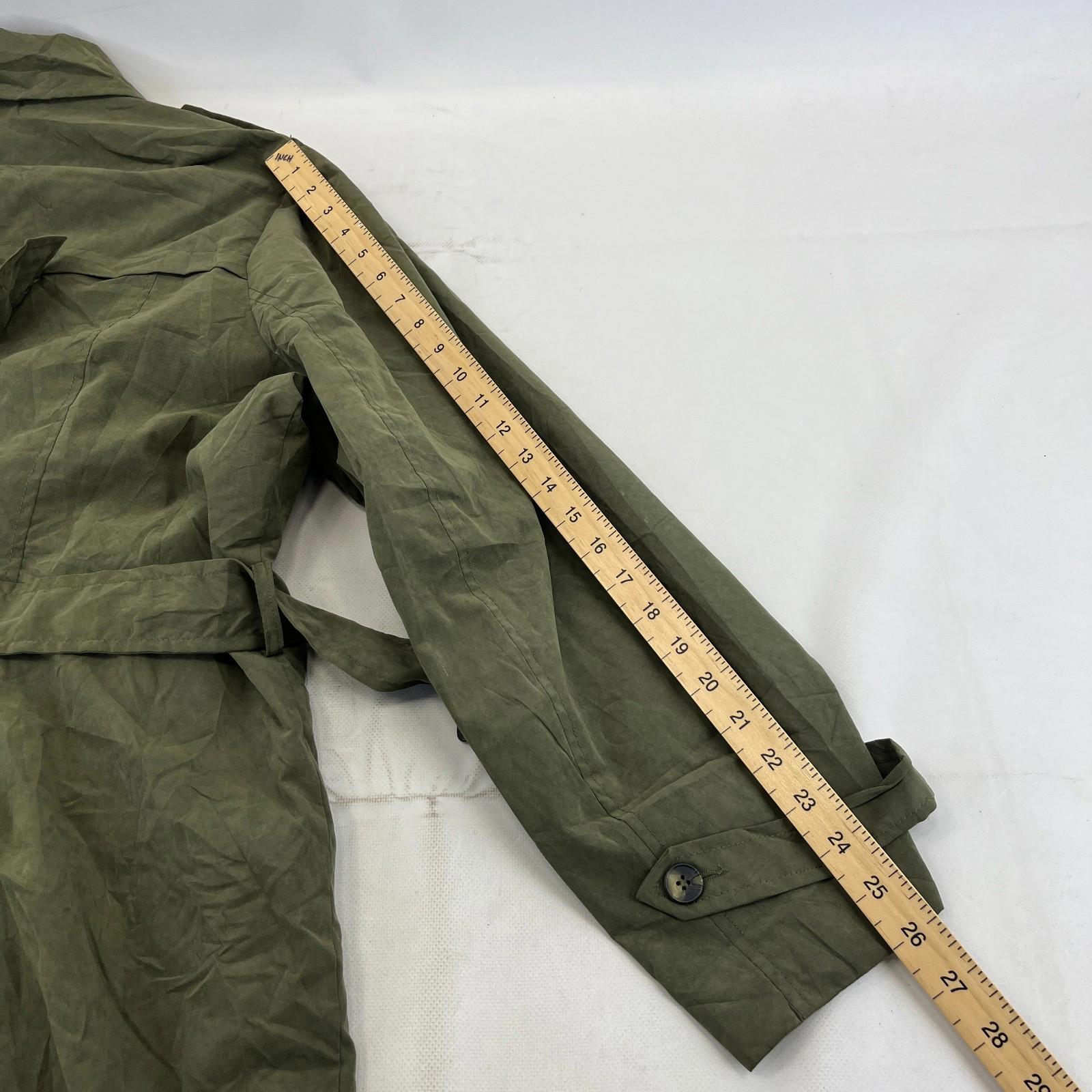 Sears Vtg Distressed Look Military Trench Coat Olive Green Belted - Women's 3XL