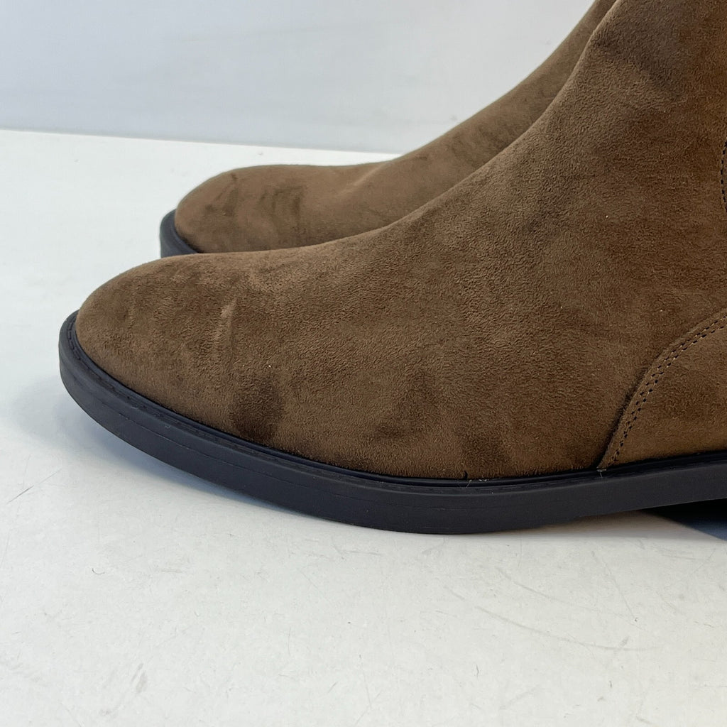 M&S Women’s Vegan Faux Suede Round Toe Ankle Boots with Block Heel Brown UK 9