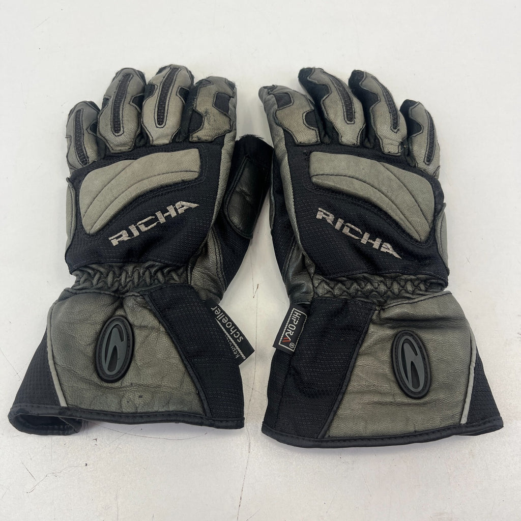 Richa Leather & Textile Motorcycle Motorbike Gloves Black & Silver size M