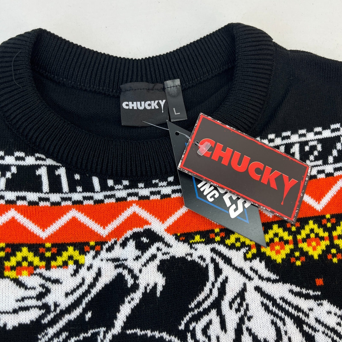 Childs Play Chucky Sweater Jumper Christmas Horror Pullover size L Wanna Play