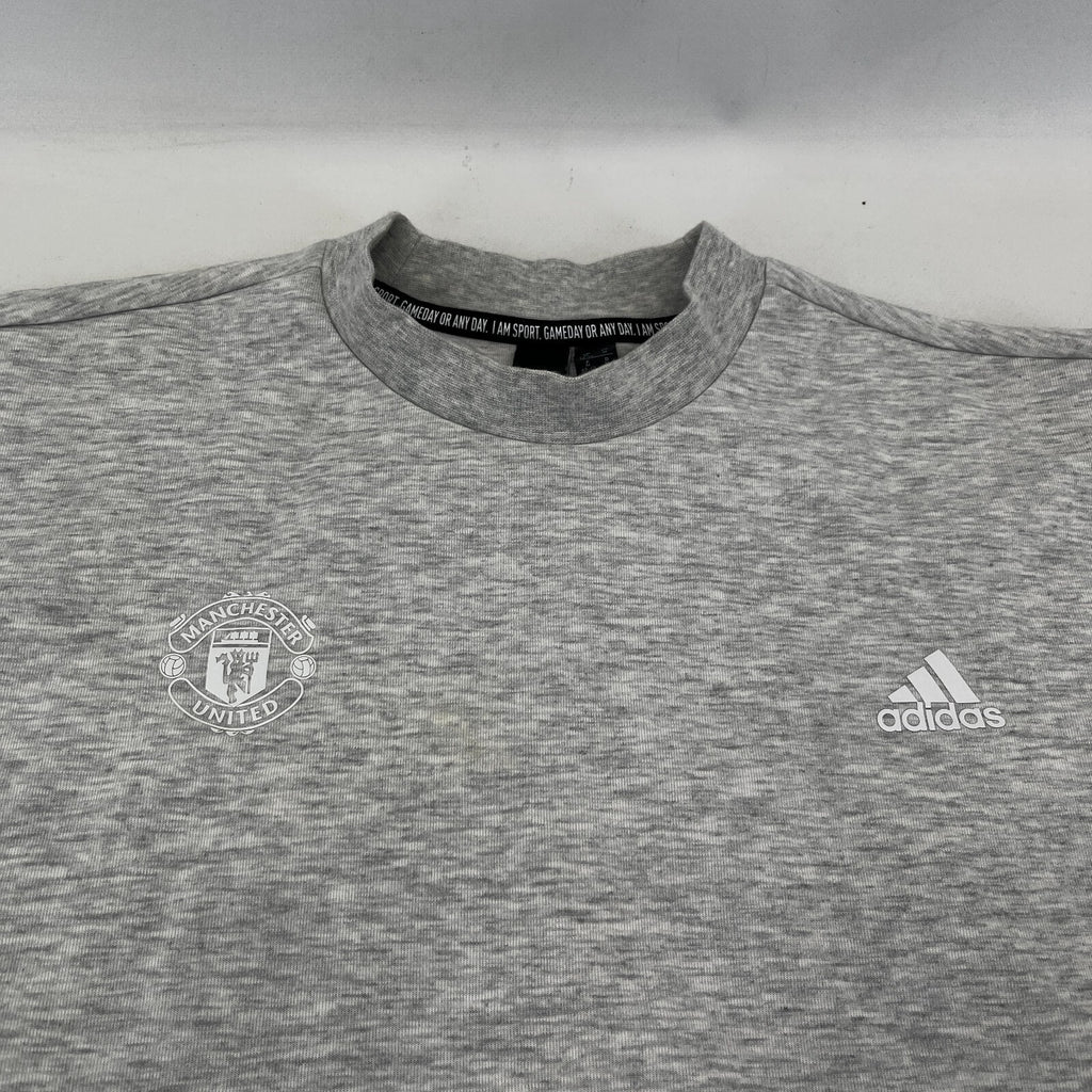 Manchester United Adidas Baggy Cropped Women's Sweatshirt Light Grey size Medium