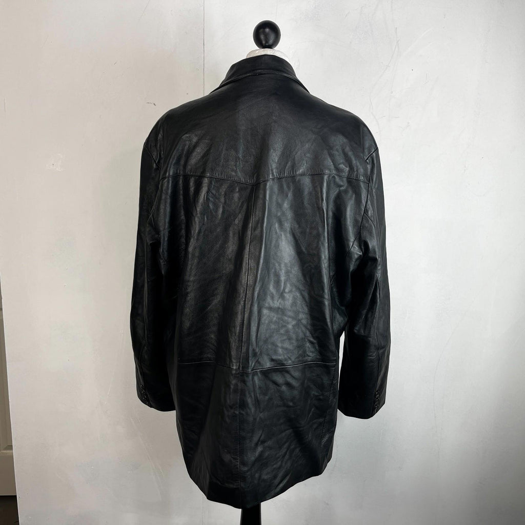 Calculus London Men's Soft Leather Jacket in Black size 2XL