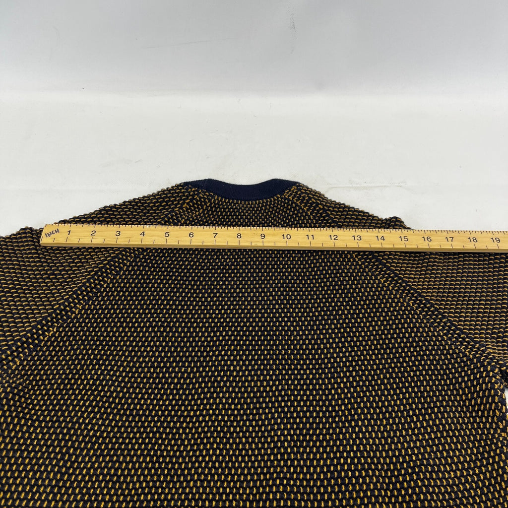 Ted Baker Men's Jumper in Blue/Yellow Cotton Blend Crew Neck Pullover size Small