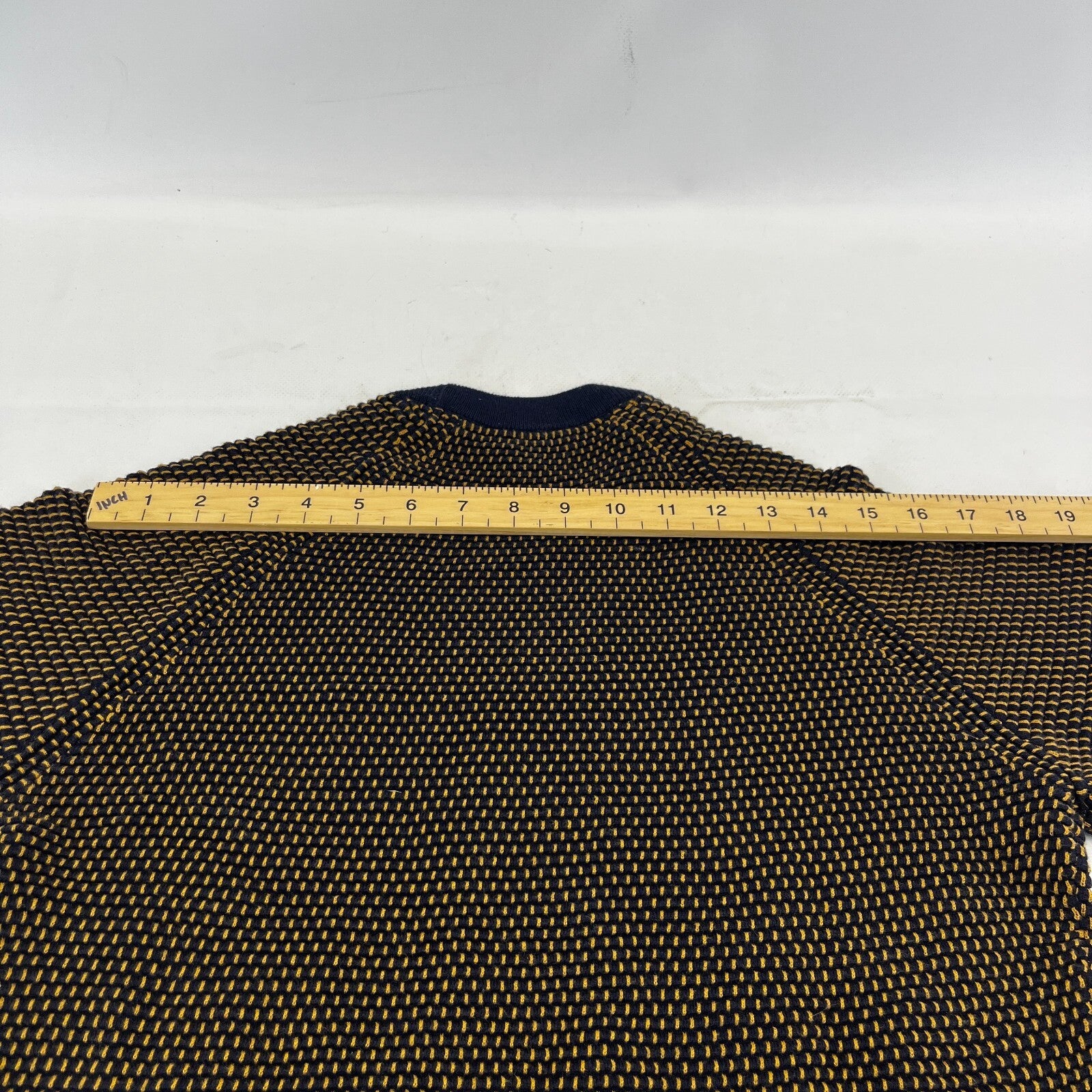 Ted Baker Men's Jumper in Blue/Yellow Cotton Blend Crew Neck Pullover size Small