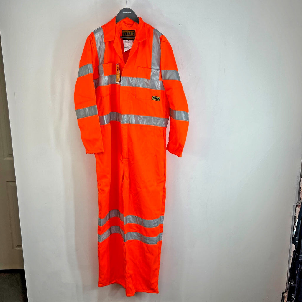 Hercules Men's Hi-Vis Orange Overalls Boiler Suit Coveralls size Large