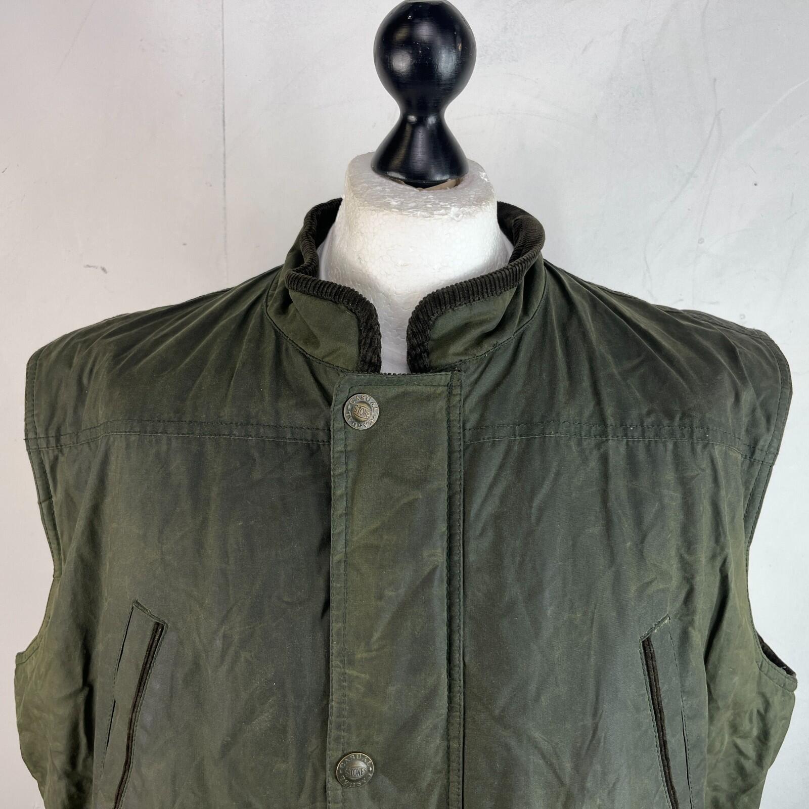 Stones Insulated Gilet Mens Green Waxed size L Shooting Country Vest Jacket