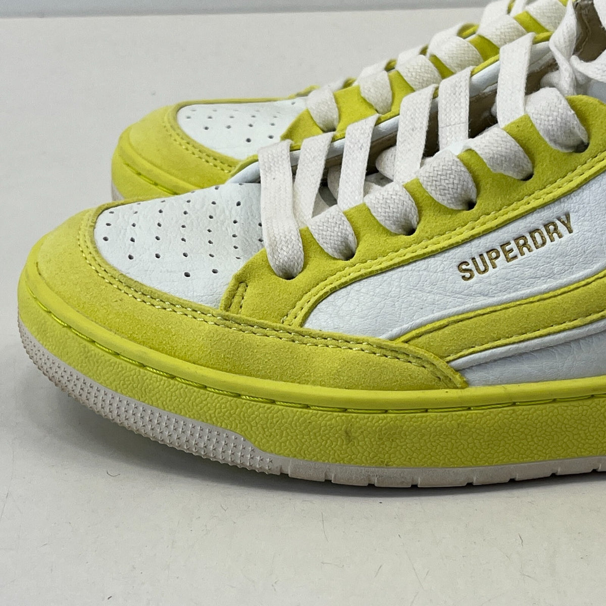 Superdry High Top Trainers - Vegan Leather Yellow White Neutral size UK 4 EU 37