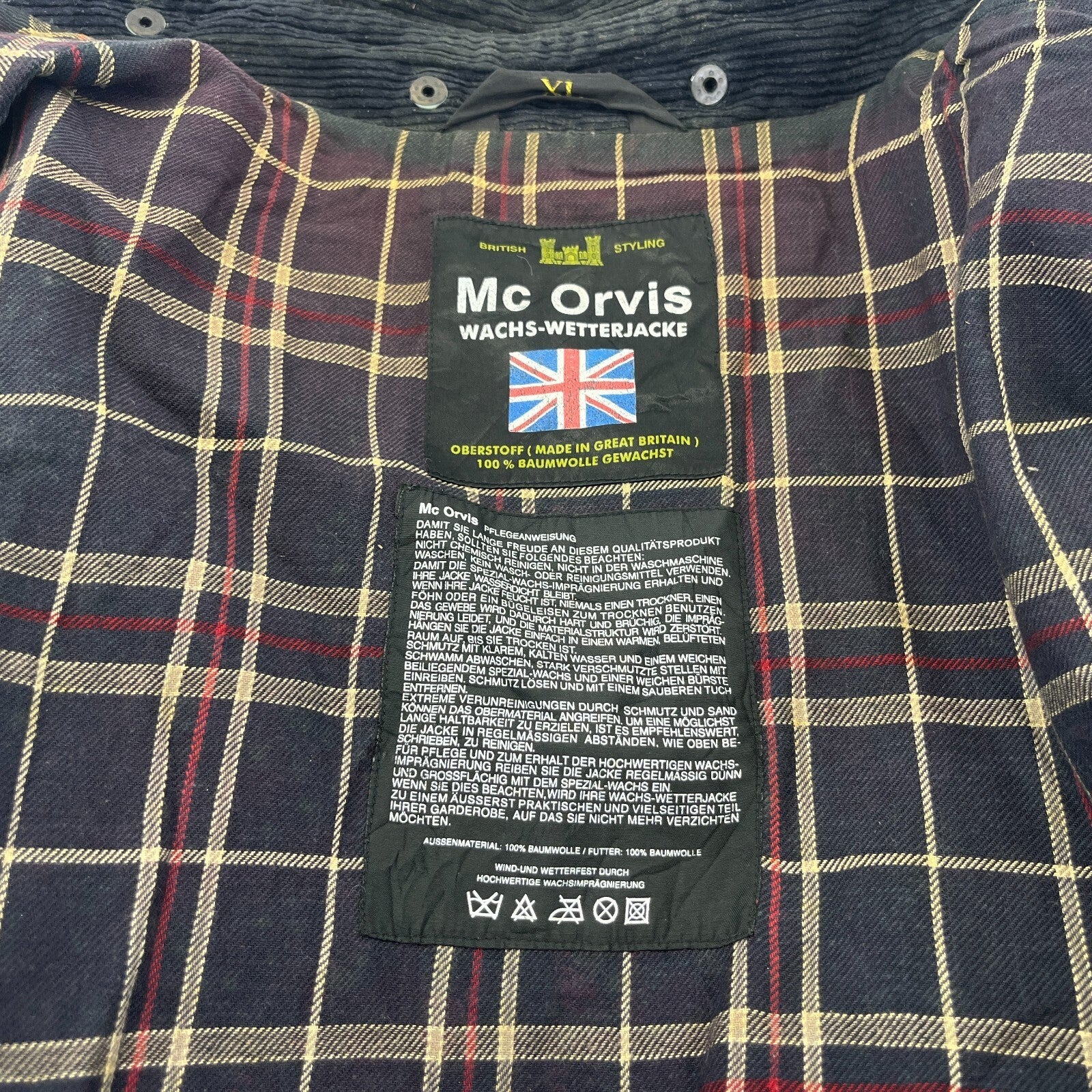Mc Orvis Wax Jacket Mens size XL Black Waxed Riding Outdoor Coat England