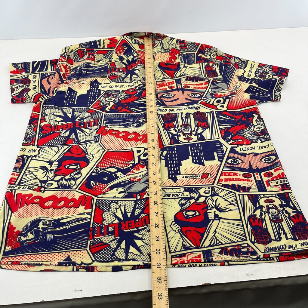 Oh Snap! Drill Clothing Co Shirt Men's size XL 90s Comic Pop Art Button-Up