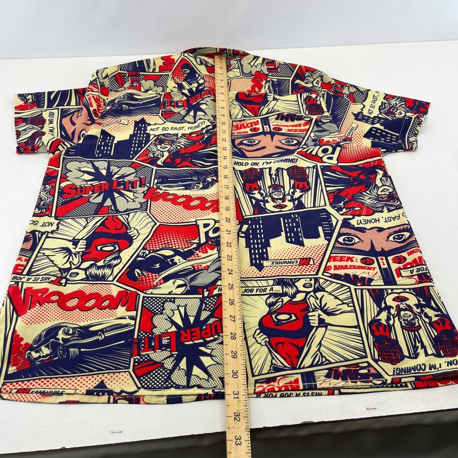 Oh Snap! Drill Clothing Co Shirt Men's size XL 90s Comic Pop Art Button-Up