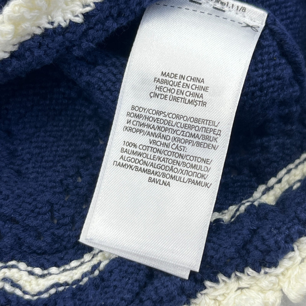 Polo Ralph Lauren Crochet Knit Jumper Women's size Large Blue/White Crew Neck