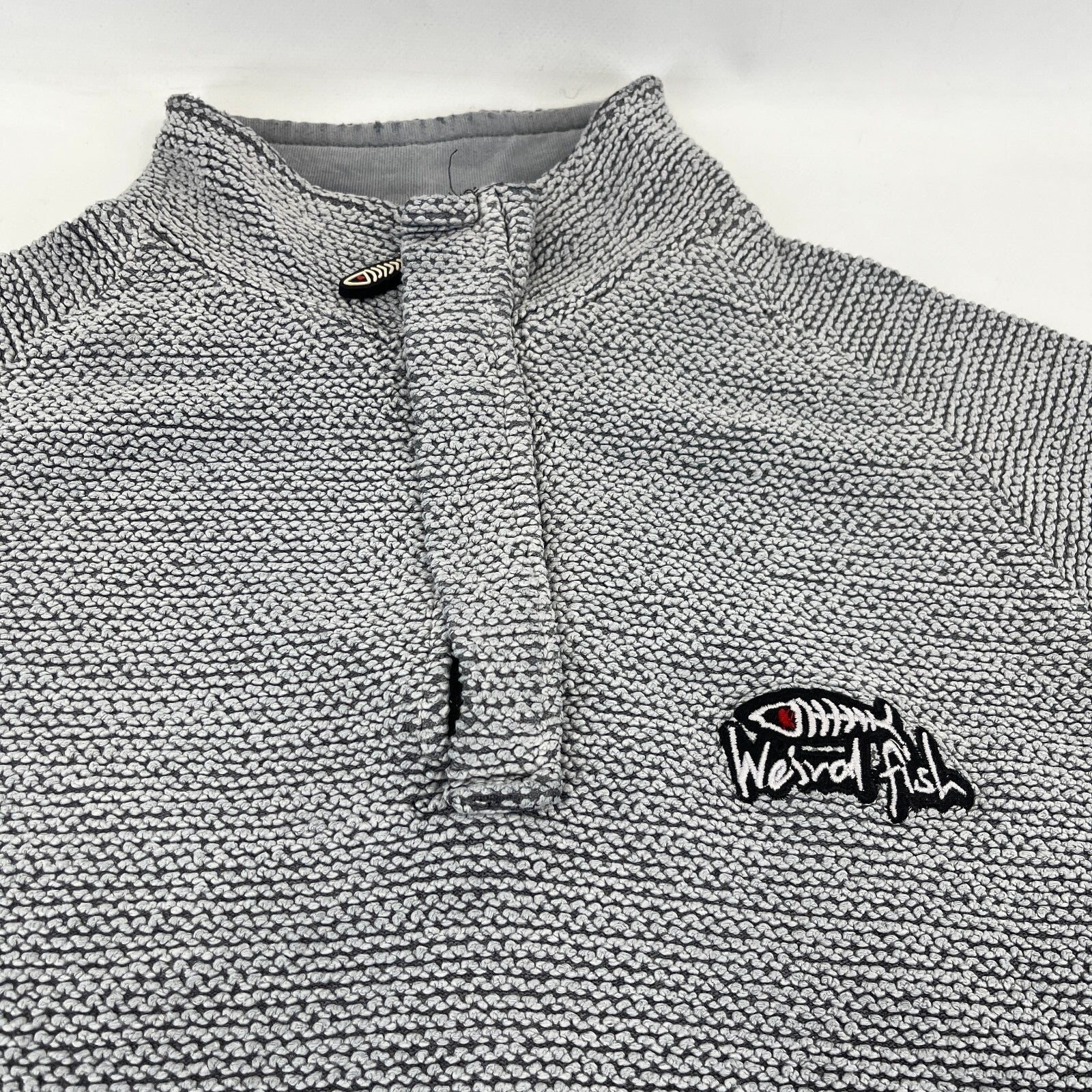 Weird Fish Mens Grey Quarter Zip Jumper Macaroni Pullover size Small
