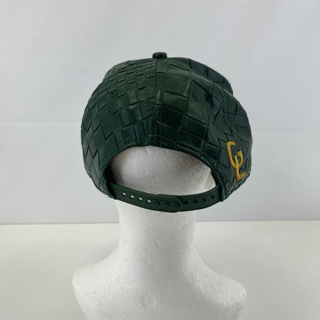 G London Adjustable Faux Leather Hat Cap Snapback in Dark Green