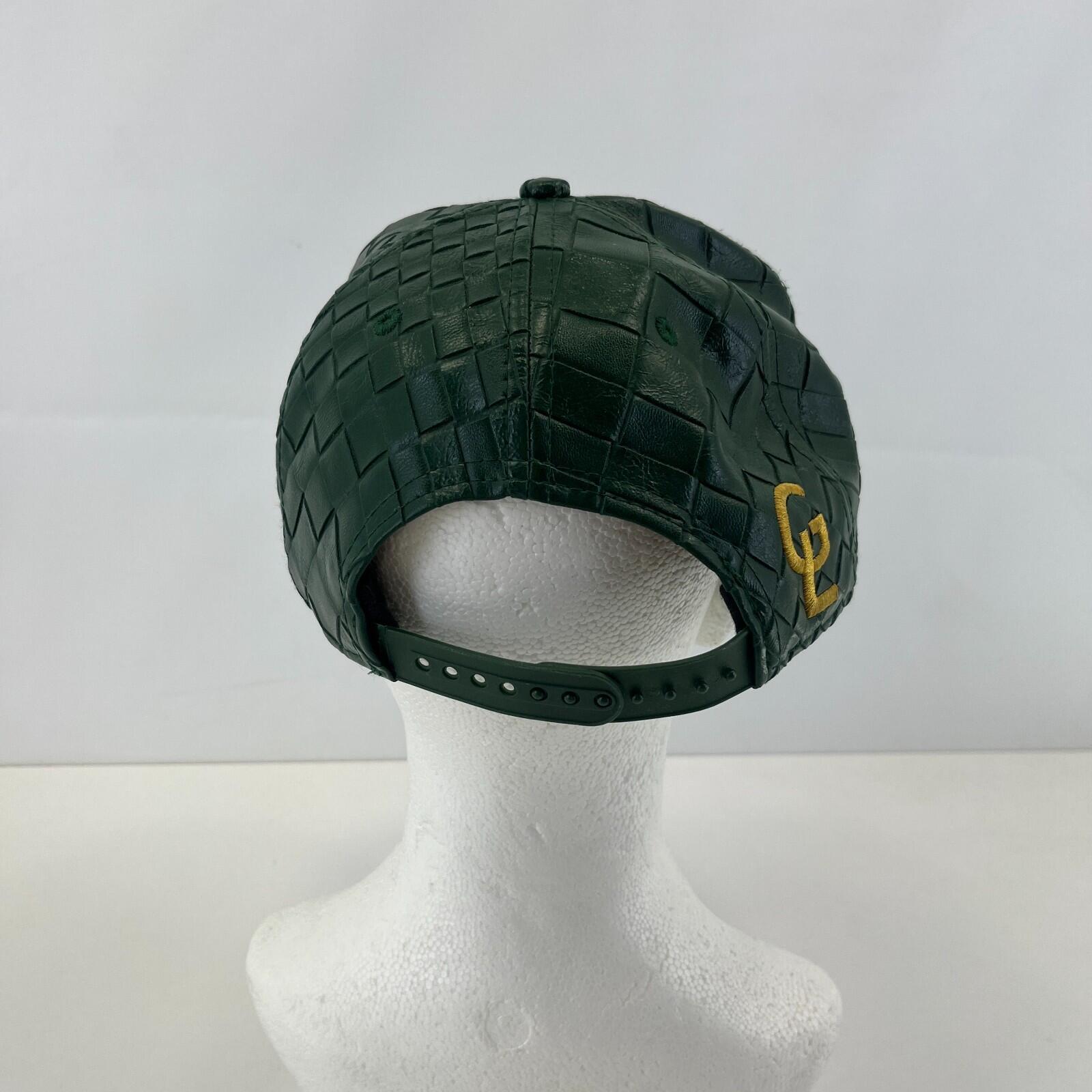 G London Adjustable Faux Leather Hat Cap Snapback in Dark Green
