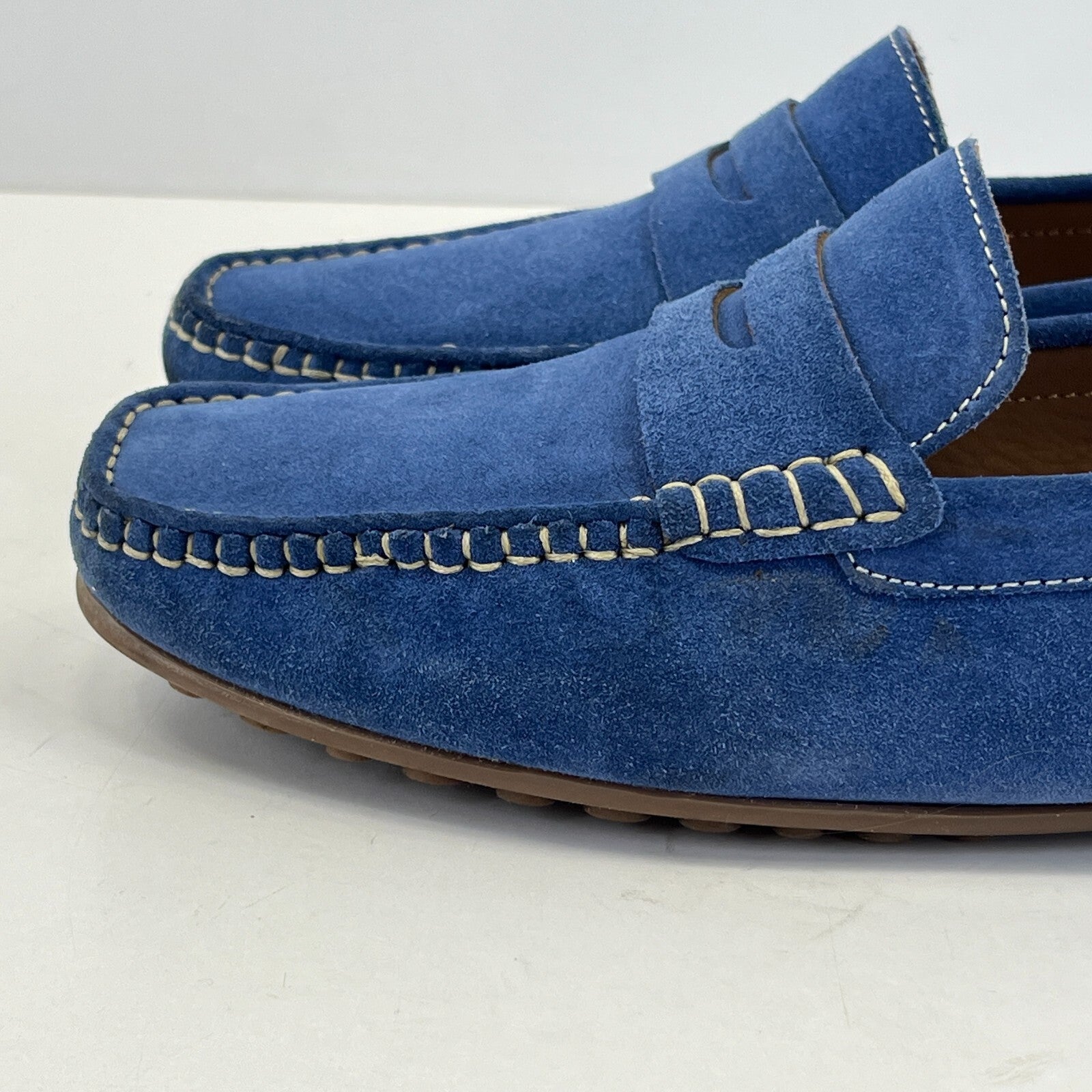 Chatham Parker Shoes Men’s Suede Leather Moccasin Loafers size 8 Admiral Blue