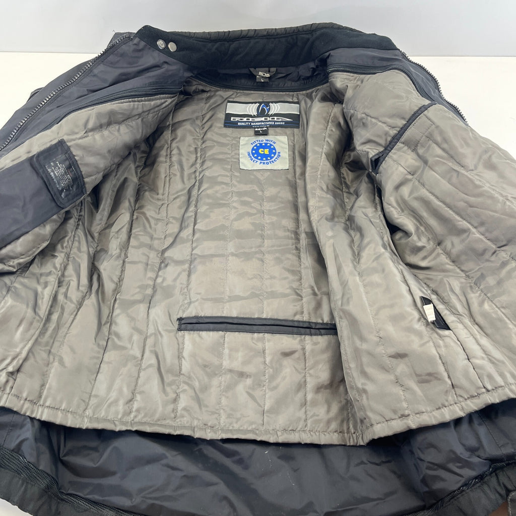 Richa Black Touring Motorcycle Jacket Zip-up Armour & Liner size Large