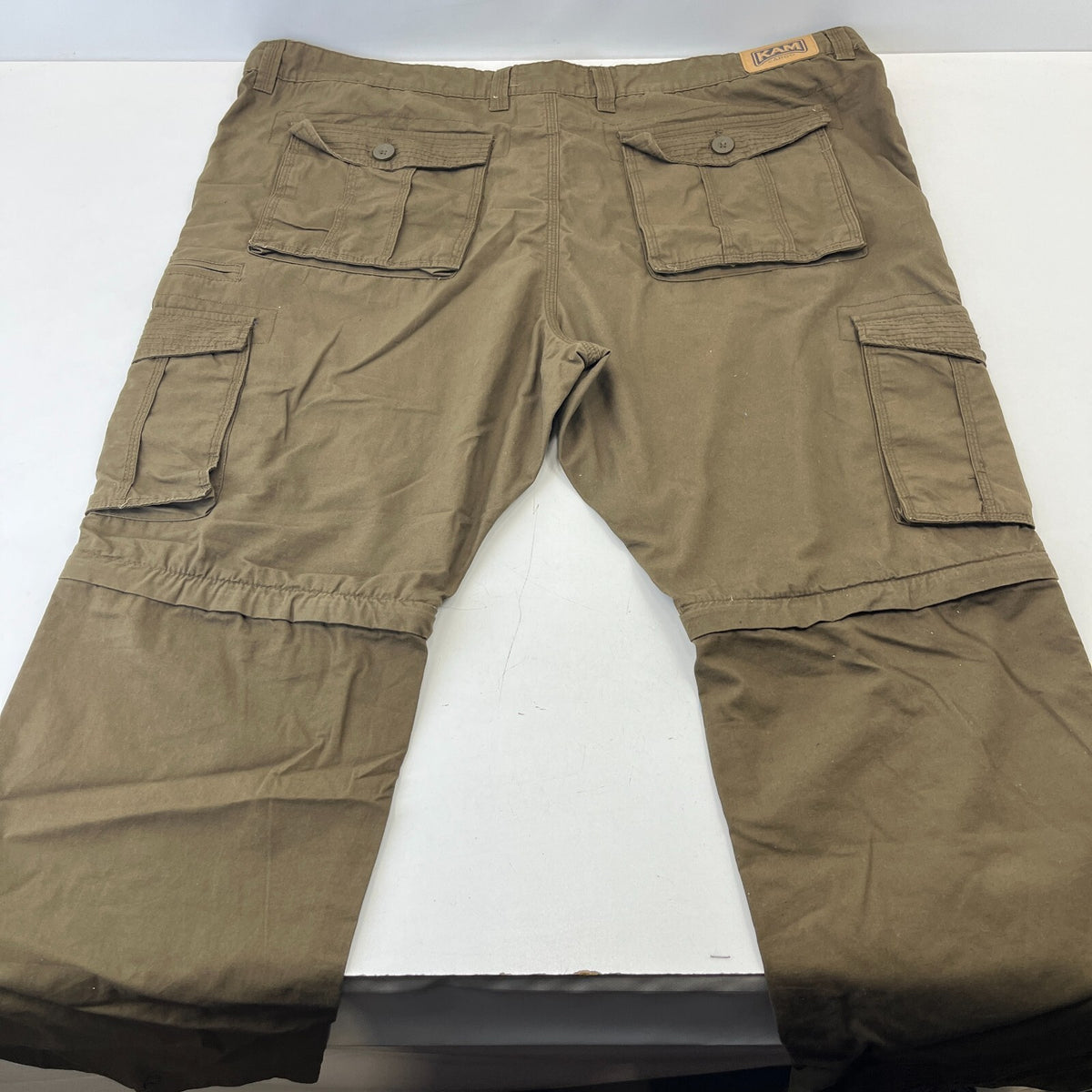 Kam Cargo Trousers Pants with Zip Off Legs Khaki Brown size 48R L32"