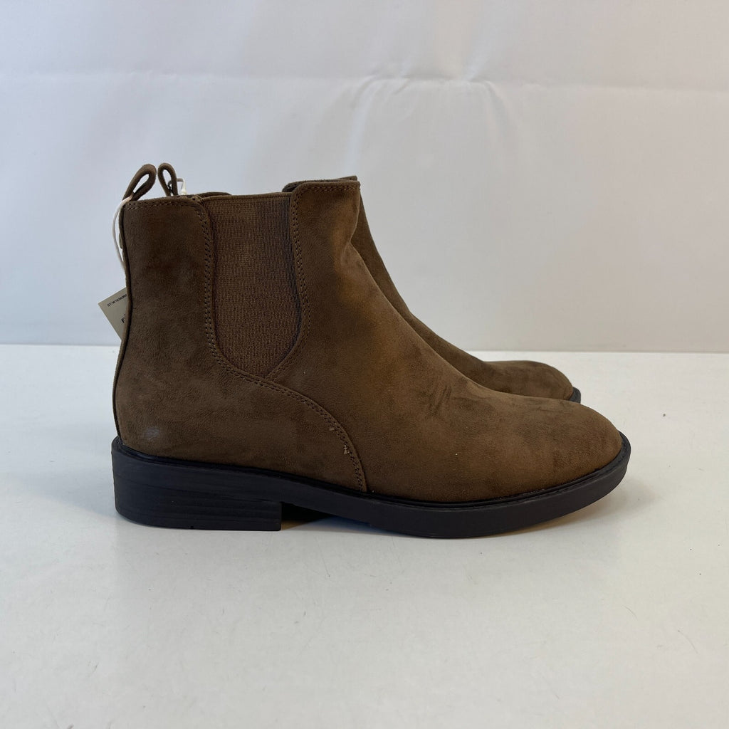 M&S Women’s Vegan Faux Suede Almond Toe Ankle Chelsea Boots Brown UK 5 EU 38