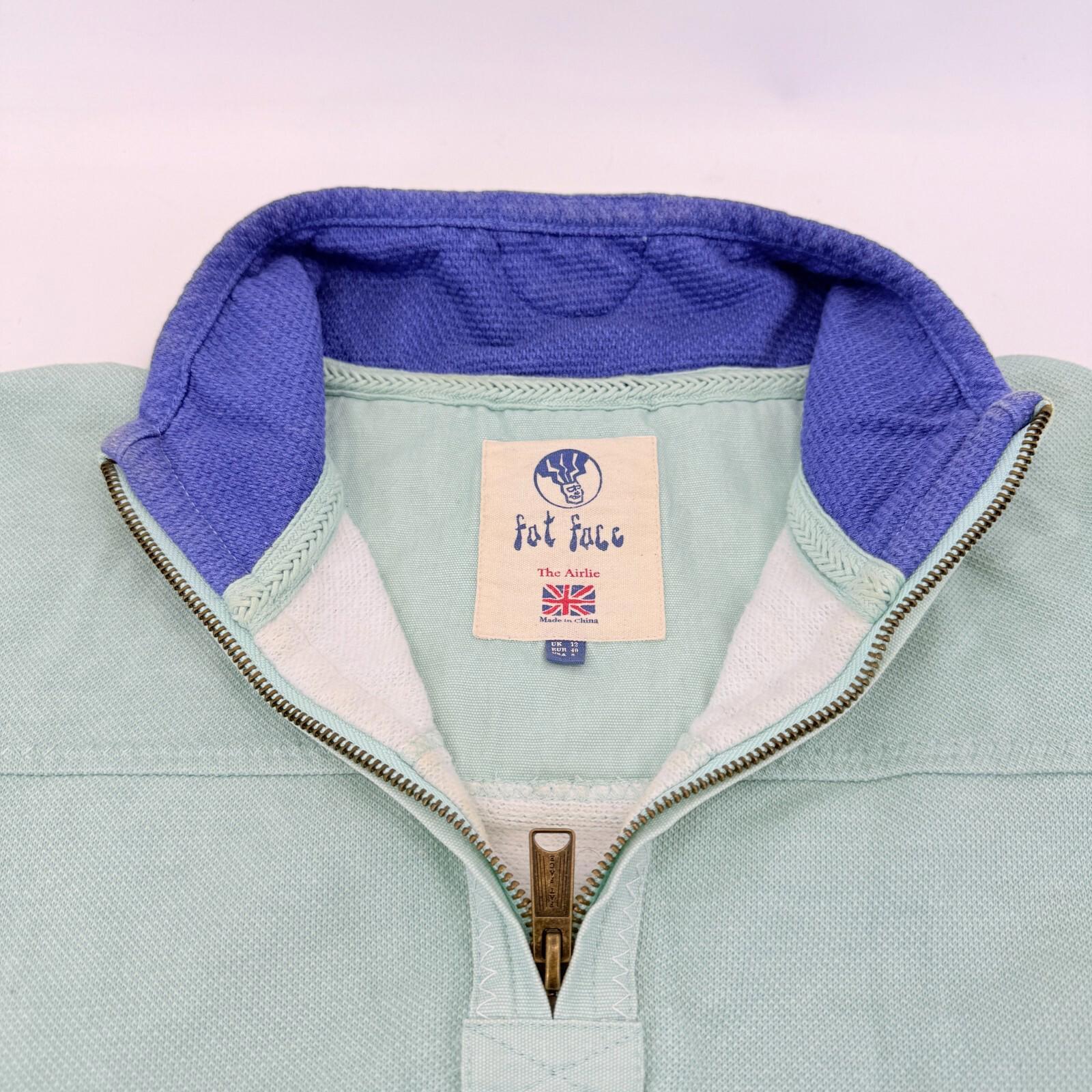 Weird Fish The Airlie Womens Distressed Look Pullover 1/4 Zip Pale Blue size 12