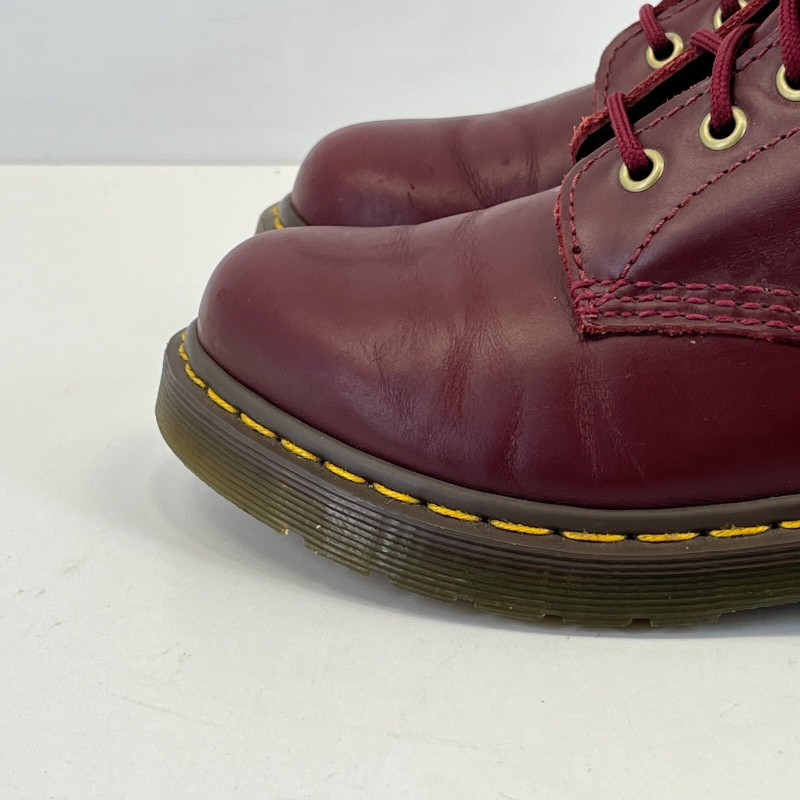 Dr Martens 1460 Pascal Black Red Leather Ankle 8 Hole Boots Size UK 5 EU 38
