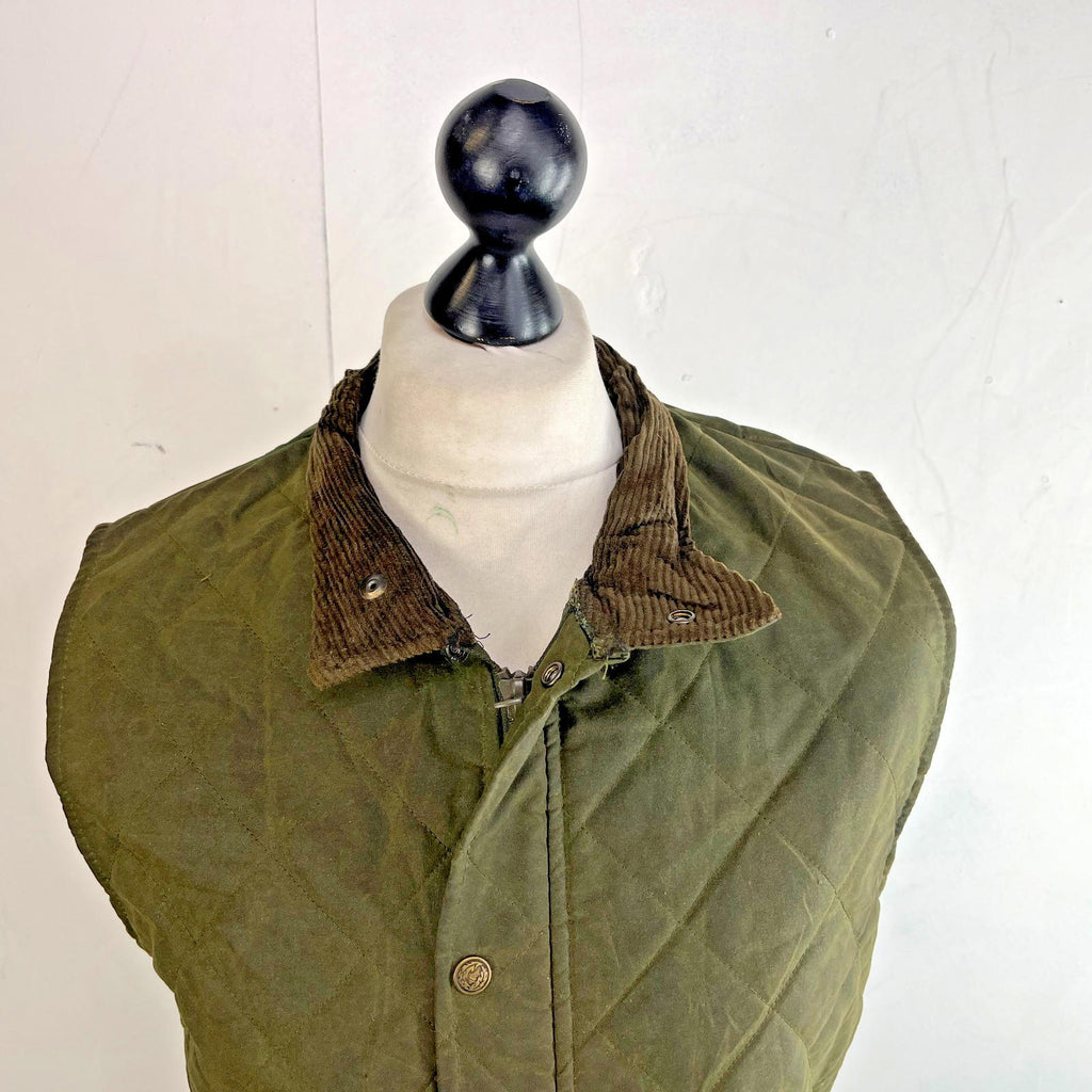 Argyll Women's Wax Waterproof Gilet Embroidered Vest in Green size Large - VGC