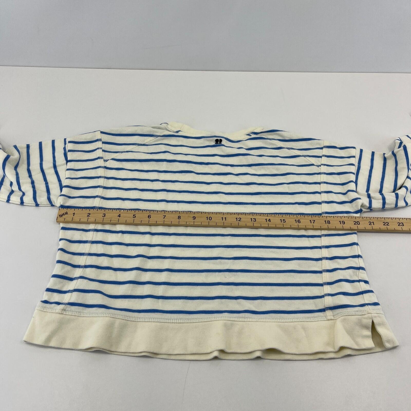 Sweaty Betty After Class Cropped Sweatshirt size XS Oversized White/Blue Striped