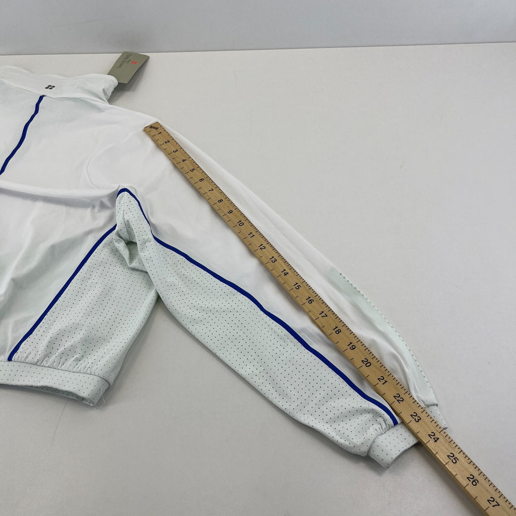 Sweaty Betty Gravity Run Half Zip Jacket Womens size M White Mint Green Pullover